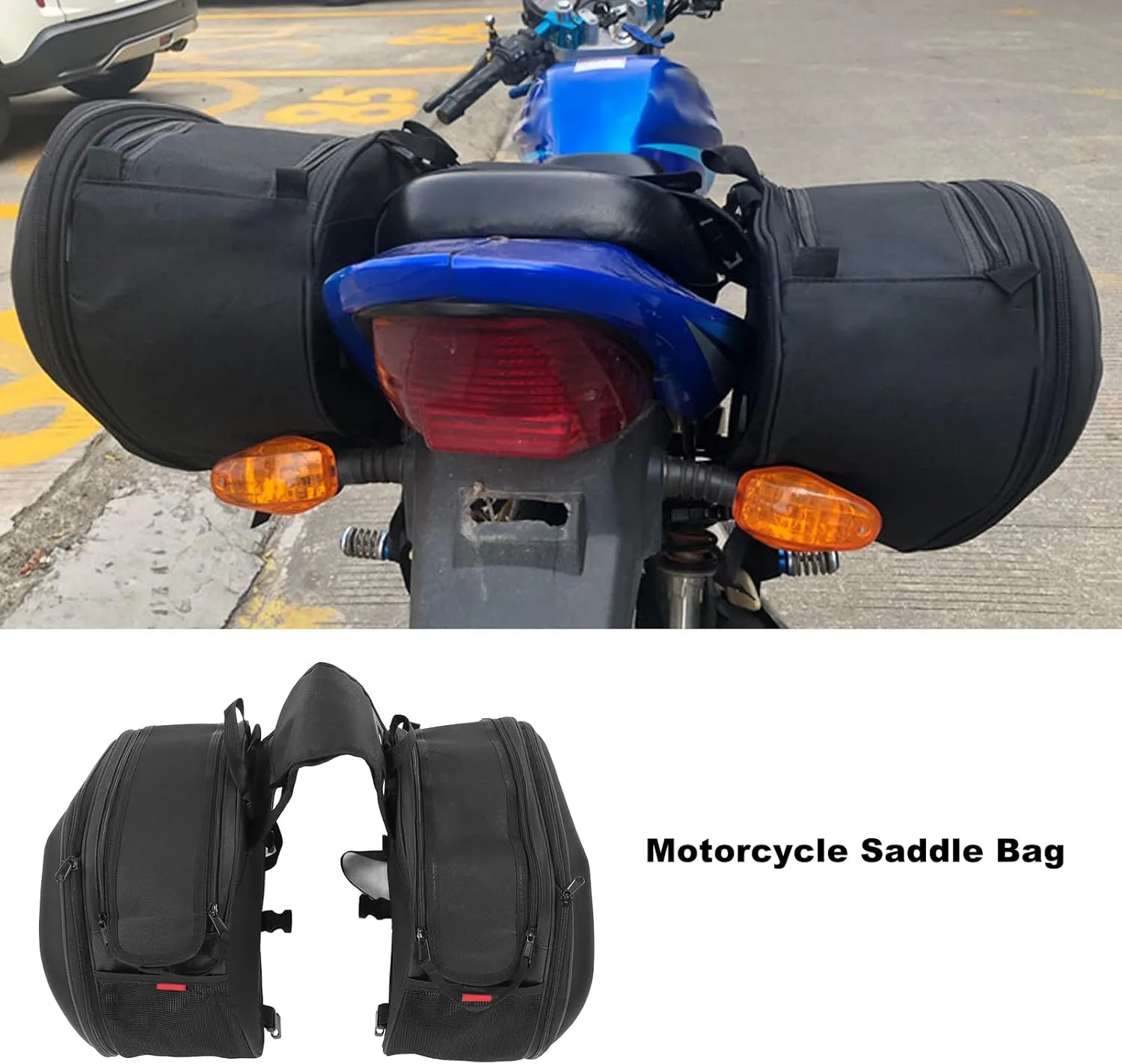 1 Pair Motorcycle Travel Luggage, Motorcycle Saddle Bag 600D Oxford Cloth Large Capacity Multi Purpose Motorcycle Side Bag (Black)