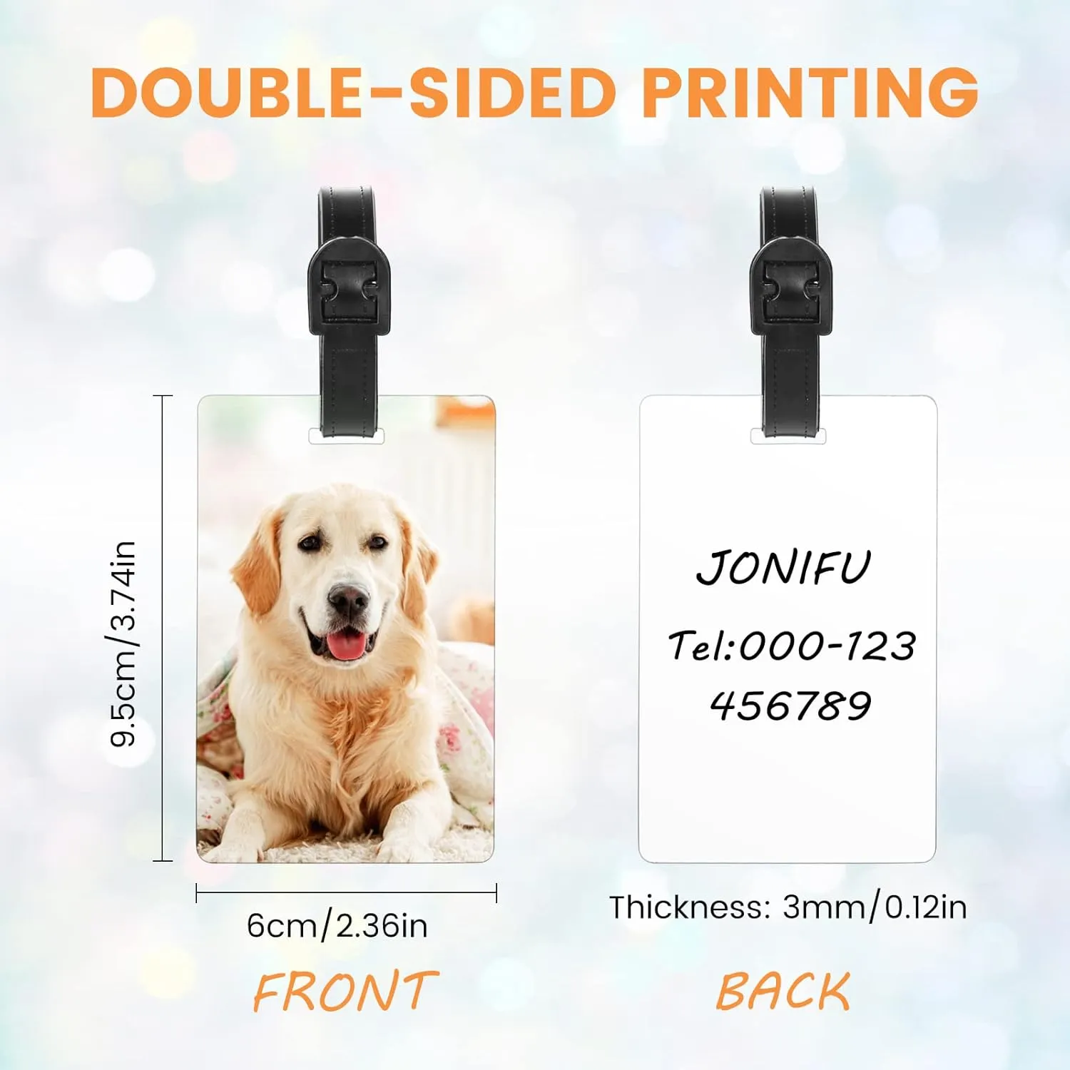 10pcs Sublimation Blanks Luggage Tags with Strap, White Blank Backpack Travel Bag Baggage Tags Double Sided Rectangle Name ID Card Label Tag Perfect to Quickly Spot Luggage Suitcase