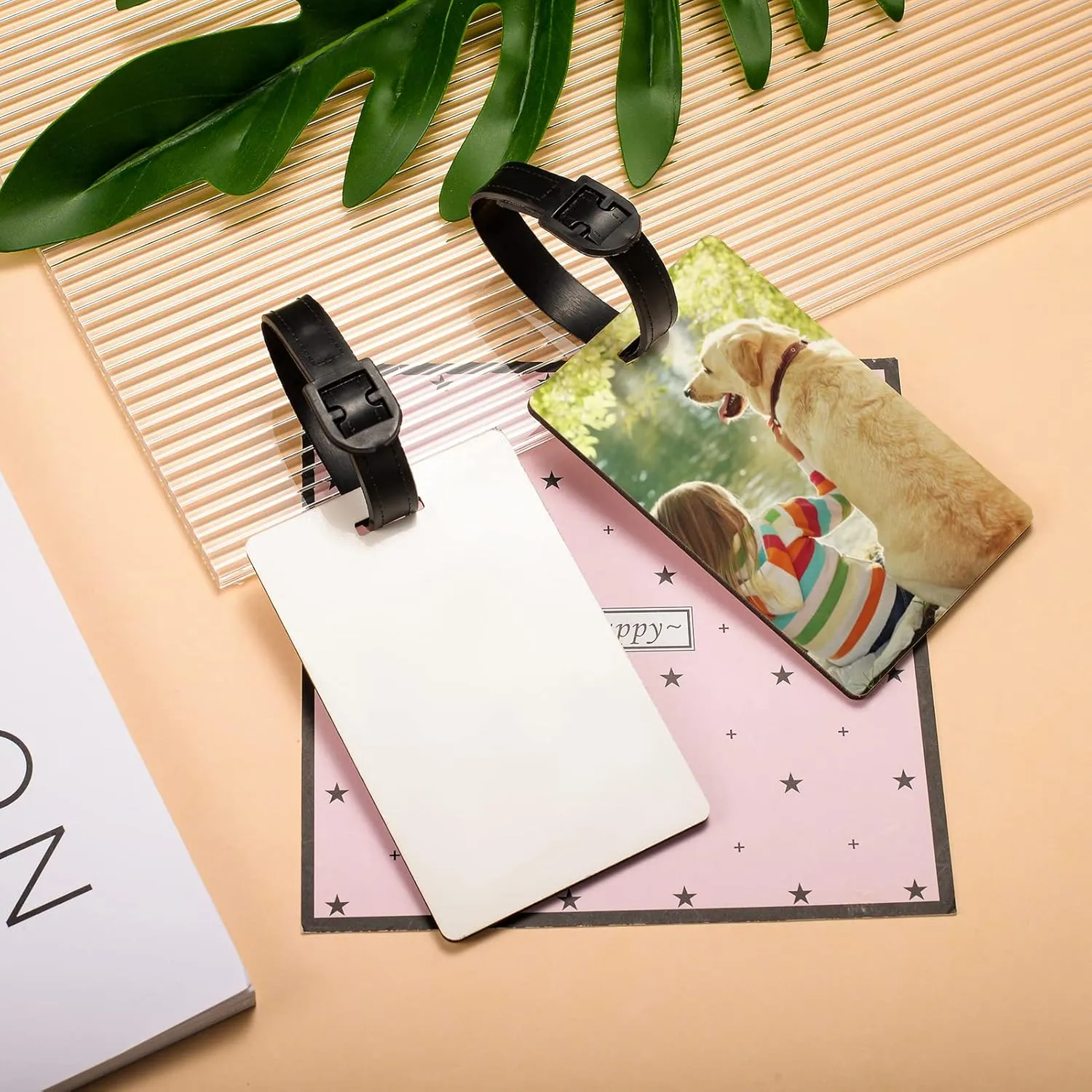 10pcs Sublimation Blanks Luggage Tags with Strap, White Blank Backpack Travel Bag Baggage Tags Double Sided Rectangle Name ID Card Label Tag Perfect to Quickly Spot Luggage Suitcase