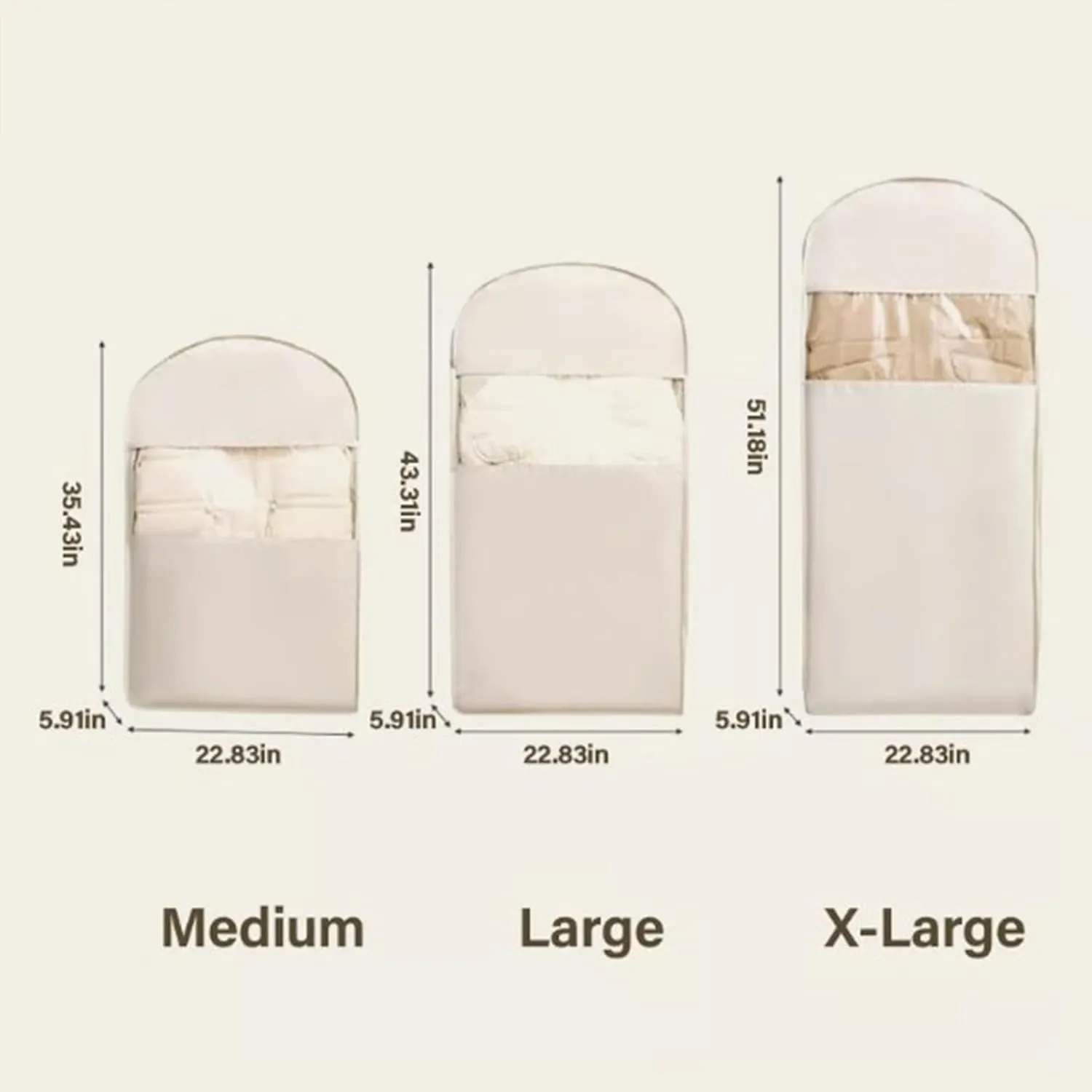 2025 Space Saving Hanging Garment Bag with Self Compression Zipper, Garment Bag for Travel, Home Space Saving (Beige,XL)