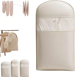 2025 Space Saving Hanging Garment Bag with Self Compression Zipper, Garment Bag for Travel, Home Space Saving (Beige,XL)