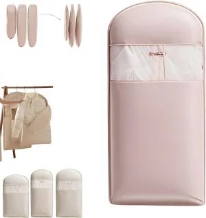 2025 Space Saving Hanging Garment Bag with Self Compression Zipper, Garment Bag for Travel, Home Space Saving (Pink,L)