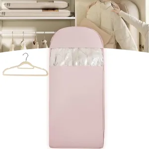 2025 Space Saving Hanging Garment Bag with Self Compression Zipper, Space Saving Hanging Bag, 35/43/51 In Self Compression Zip Garment Bags with Transparent Window (Pink, XL-51in)