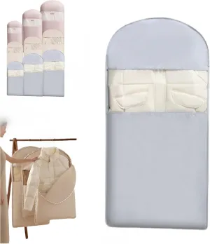 2025 Space Saving Hanging Garment Bag With Self Compression Zipper, Upgraded Space Saving Hanging Garment Bag, Dust Cover Clothes Bags Travel Organizer For Closet Storage (1PCS- Grey,XL)