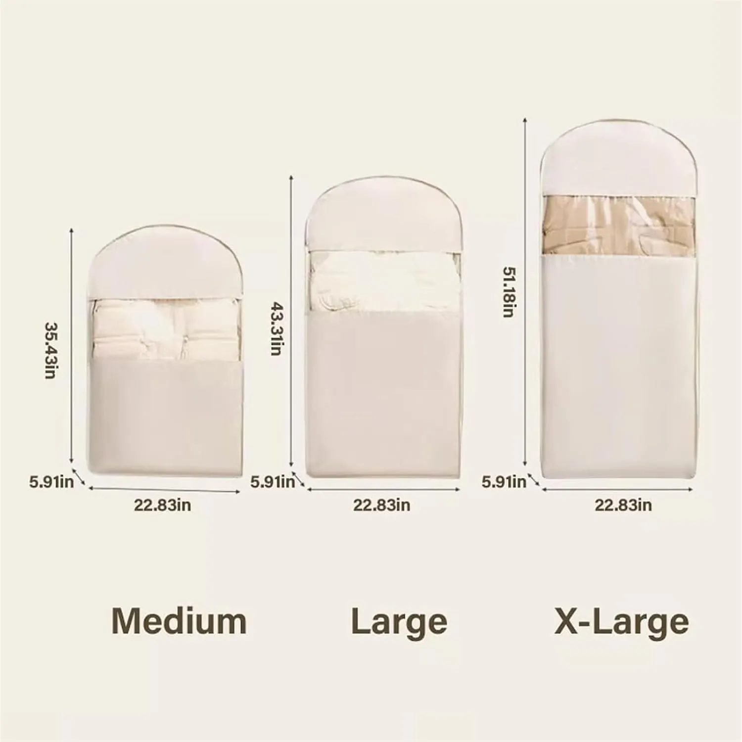 2025 Space Saving Hanging Garment Bag with Self Compression Zipper,ultra space saving self compression organizer,Dust Cover Clothes Bags for Down Coat,garment bags travel (Beige,L)