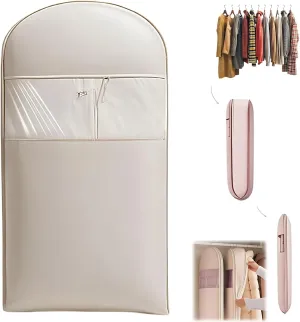 2pc Space Saving Hanging Garment Bag With Zipper Coat Clothing Storage Bags For Wardrobe Travel Closet Organize Accessories Garment Bag(C)