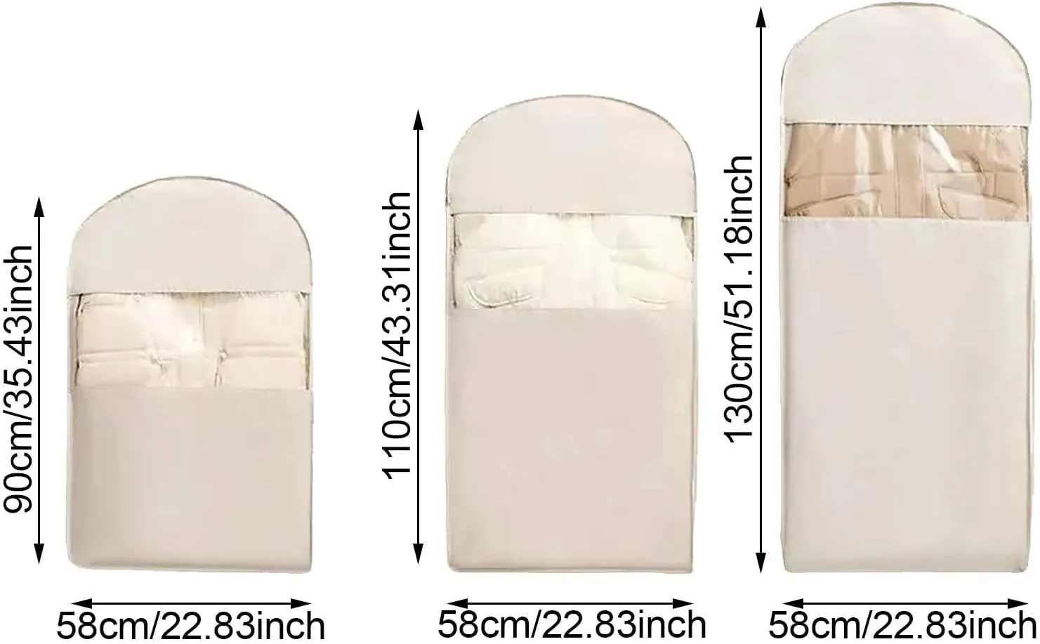 2pc Space Saving Hanging Garment Bag With Zipper Coat Clothing Storage Bags For Wardrobe Travel Closet Organize Accessories Garment Bag(C)