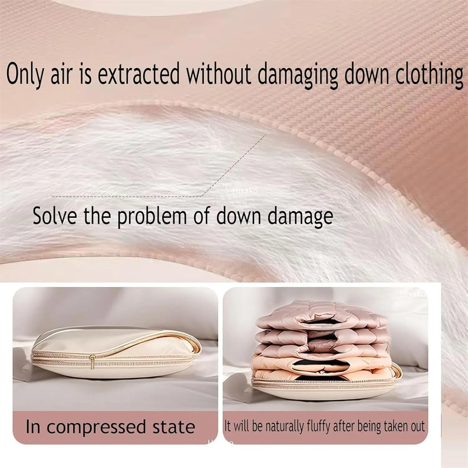 2PCS Space Saving Hanging Garment Bag with Self Compression Zipper,Space Saver Closet Organizers,2025 New Space Saving Hanging Protector (Beige, L)