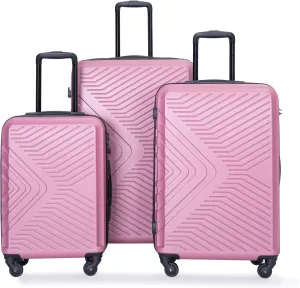 3 Piece Lightweight Luggage Set for Joyful Travels, Built-in TSA Lock, Spinner Wheels, Spacious Organizers, Pink