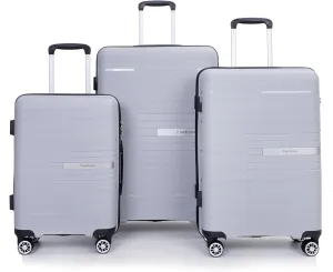 3-Piece Lightweight Spinner Luggage Set with TSA Lock - Durable & Spacious Polypropylene Suitcases for Travel (20/24/28 Inch), Silver