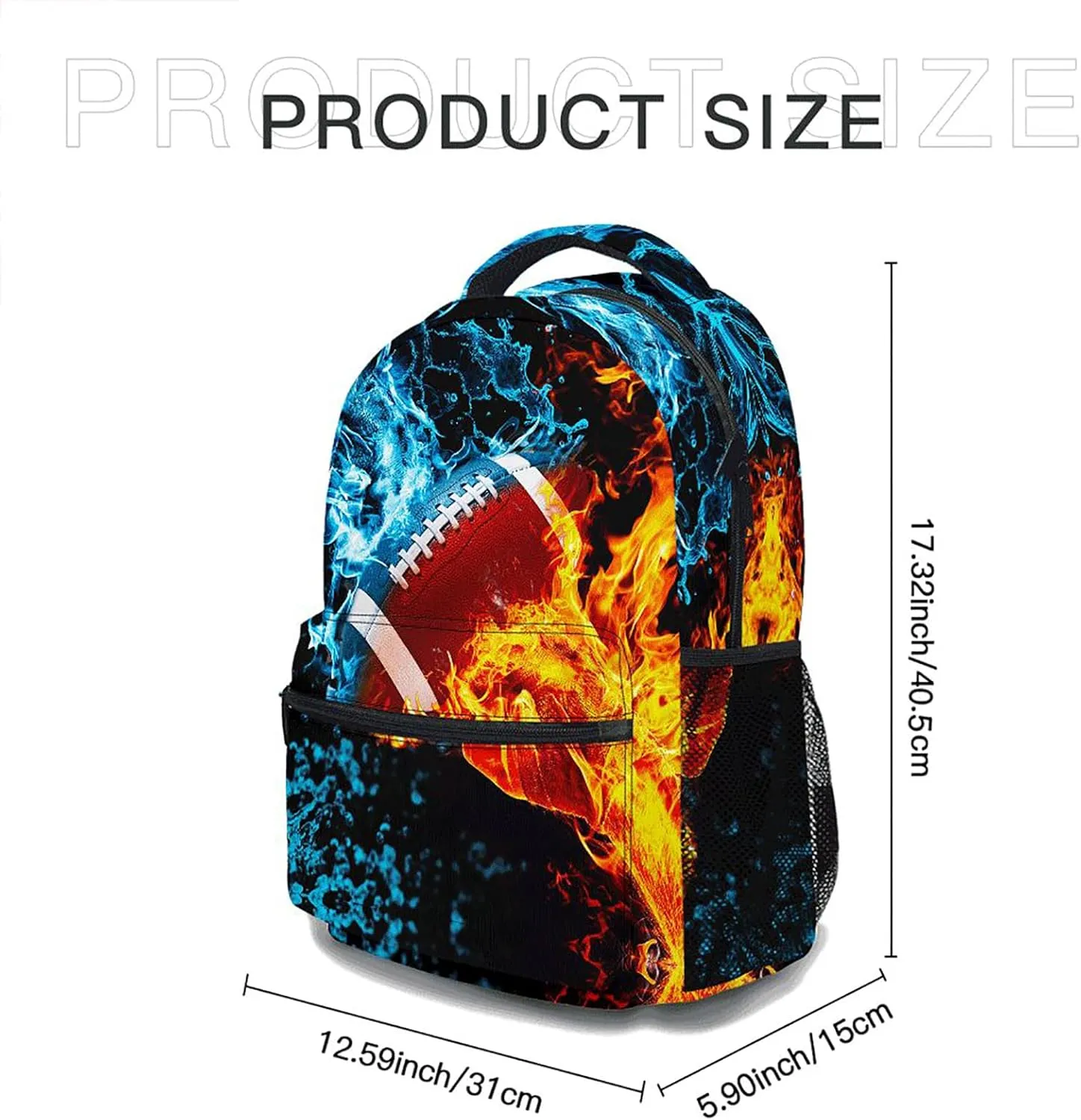 3pcs Bright Ice & Fire Dragon Backpack Set, Multi-functional Laptop Bag 17in Water Resistant Travel Daypack, Large Capacity Double Shoulder Backpack With Lunch Bag (Bright Ice & Fire Dragon