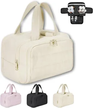 4-in-1 Multifunctional Travel Cosmetic Bag, Large-Capacity Travel Cosmetic Bag, 4-in-1 Puffy Multi-functional Toiletry Bag, 2025 New Camping Toiletry Bag for Women Traveling (Beige)