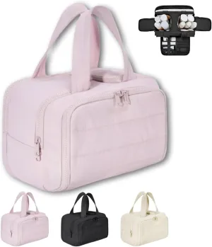 4-in-1 Multifunctional Travel Cosmetic Bag, Large-Capacity Travel Cosmetic Bag, 4-in-1 Puffy Multi-functional Toiletry Bag, 2025 New Camping Toiletry Bag for Women Traveling (Pink)