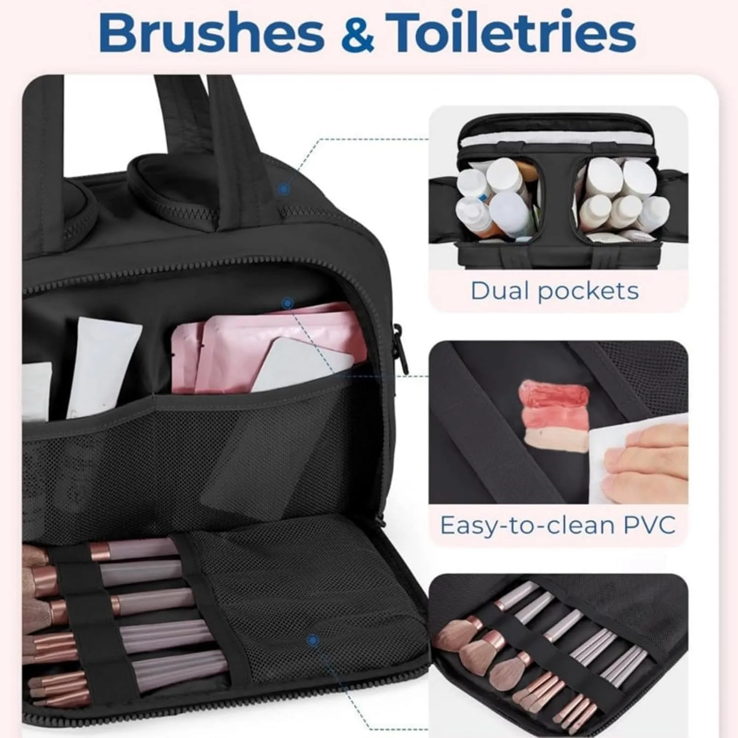 4-in-1 Multifunctional Travel Cosmetic Bag, Large-Capacity Travel Cosmetic Bag, 4-in-1 Puffy Multi-functional Toiletry Bag, 2025 New Camping Toiletry Bag for Women Traveling (Pink)