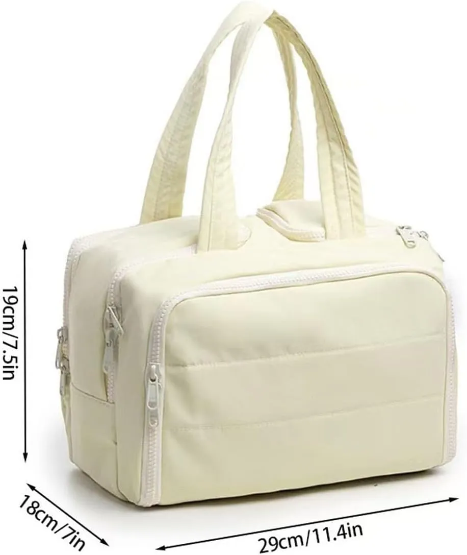 4-in-1 Puffy Multi-Functional Toiletry Bag for Women, 2025 New Travel Toiletry Bag, Large-Capacity Travel Cosmetic Bag, for Travel-Sized Shampoo, Brushes Set, Makeup Accessories (Beige)