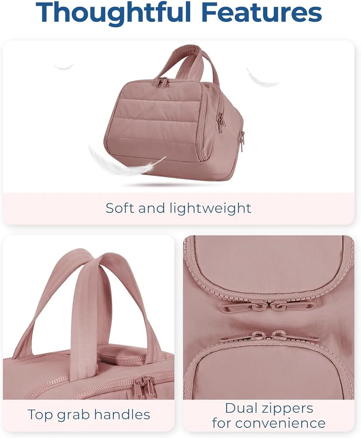 4-in-1 Puffy Multi-Functional Toiletry Bag for Women, 2025 New Travel Toiletry Bag, Large-Capacity Travel Cosmetic Bag, for Travel-Sized Shampoo, Brushes Set, Makeup Accessories (Beige)