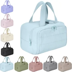 4-In-1 Puffy Multi-Functional Toiletry Bag For Women, Portable Hanging Wide-Open Travel Bag, Large Capacity Toiletry Organizer, Ladies Overnight Travel Bag With Handle (blue)