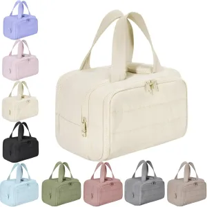 4-In-1 Puffy Multi-Functional Toiletry Bag For Women, Portable Hanging Wide-Open Travel Bag, Large Capacity Toiletry Organizer, Ladies Overnight Travel Bag With Handle (goose white)