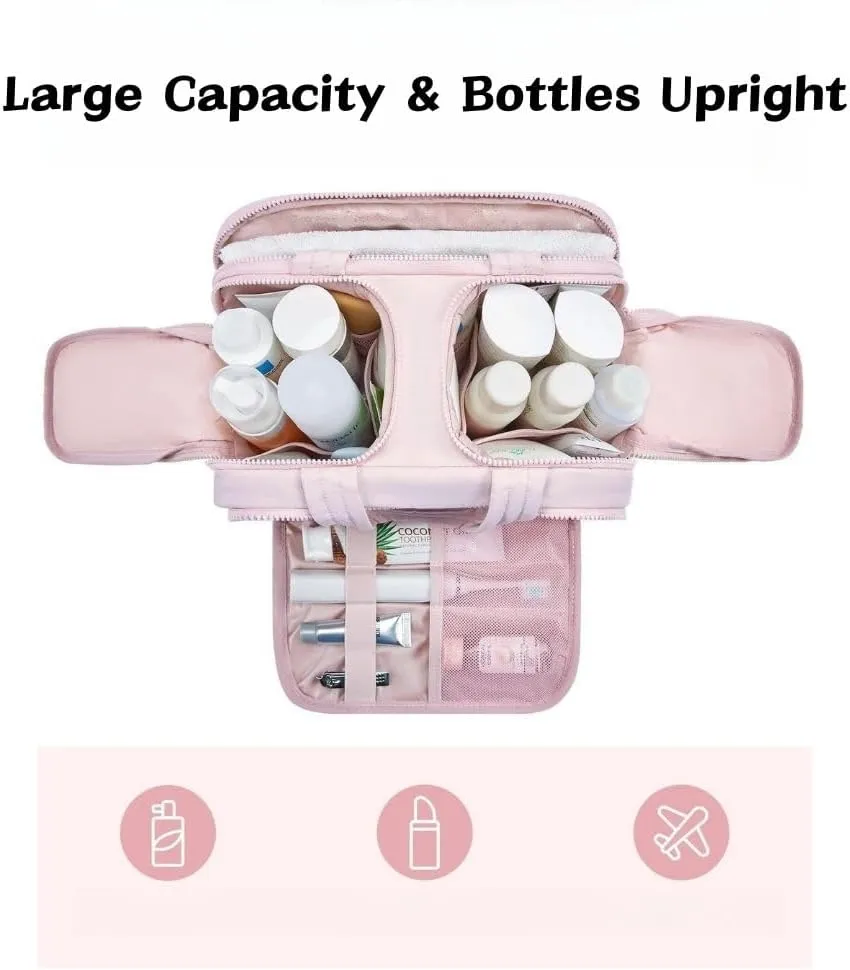 4-In-1 Puffy Multi-Functional Toiletry Bag For Women, Portable Hanging Wide-Open Travel Bag, Large Capacity Toiletry Organizer, Ladies Overnight Travel Bag With Handle (green)