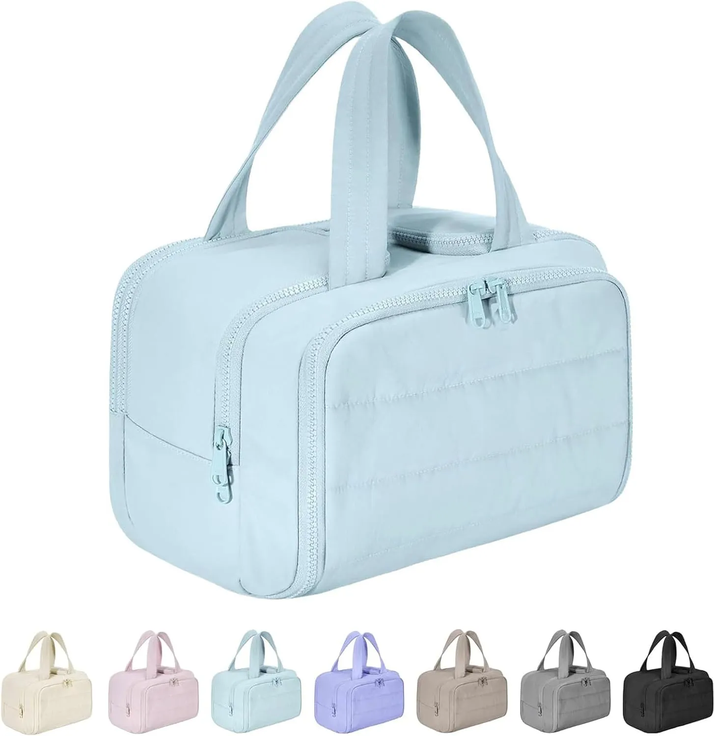 4-in-1 Puffy Multi-Functional Toiletry Bag,Travel Toiletry Bag, Lightweight Large Wide-Open Travel Bag for Women,Puffy Cosmetic Bag with Handle for Accessories,Essentials, Toiletries (Blue)