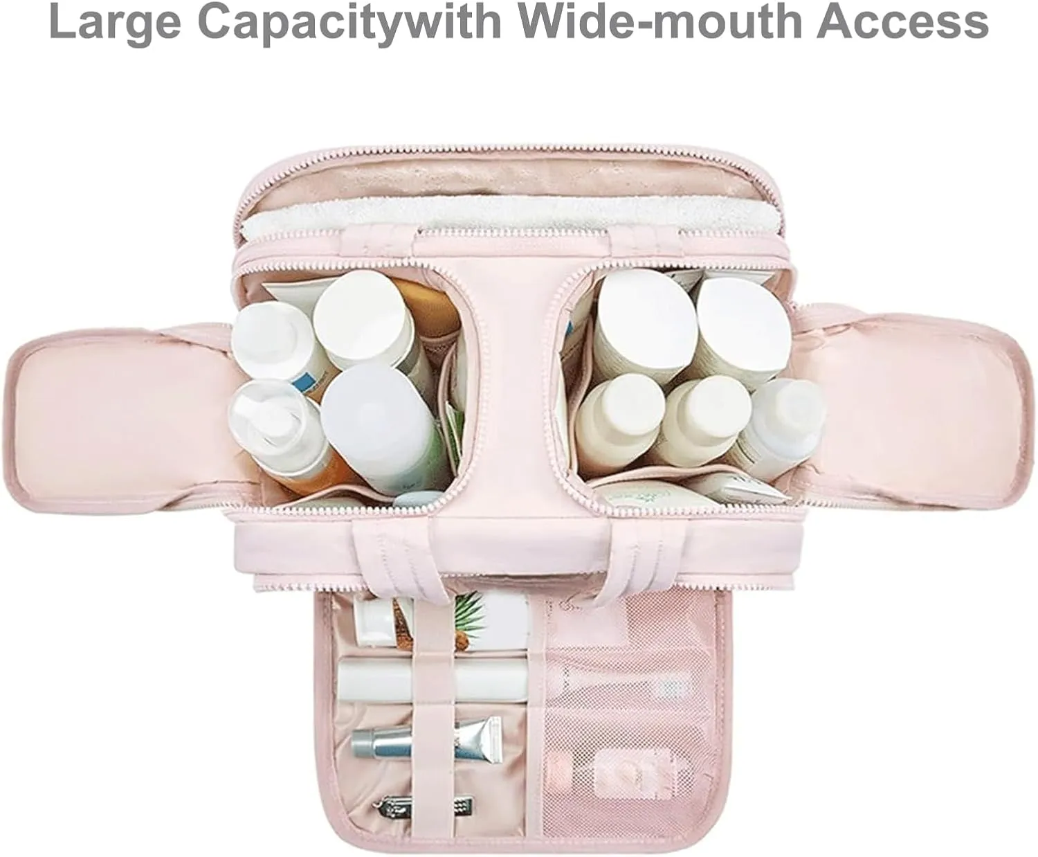 4-in-1 Puffy Multi-Functional Toiletry Bag,Travel Toiletry Bag, Lightweight Large Wide-Open Travel Bag for Women,Puffy Cosmetic Bag with Handle for Accessories,Essentials, Toiletries (Grey)
