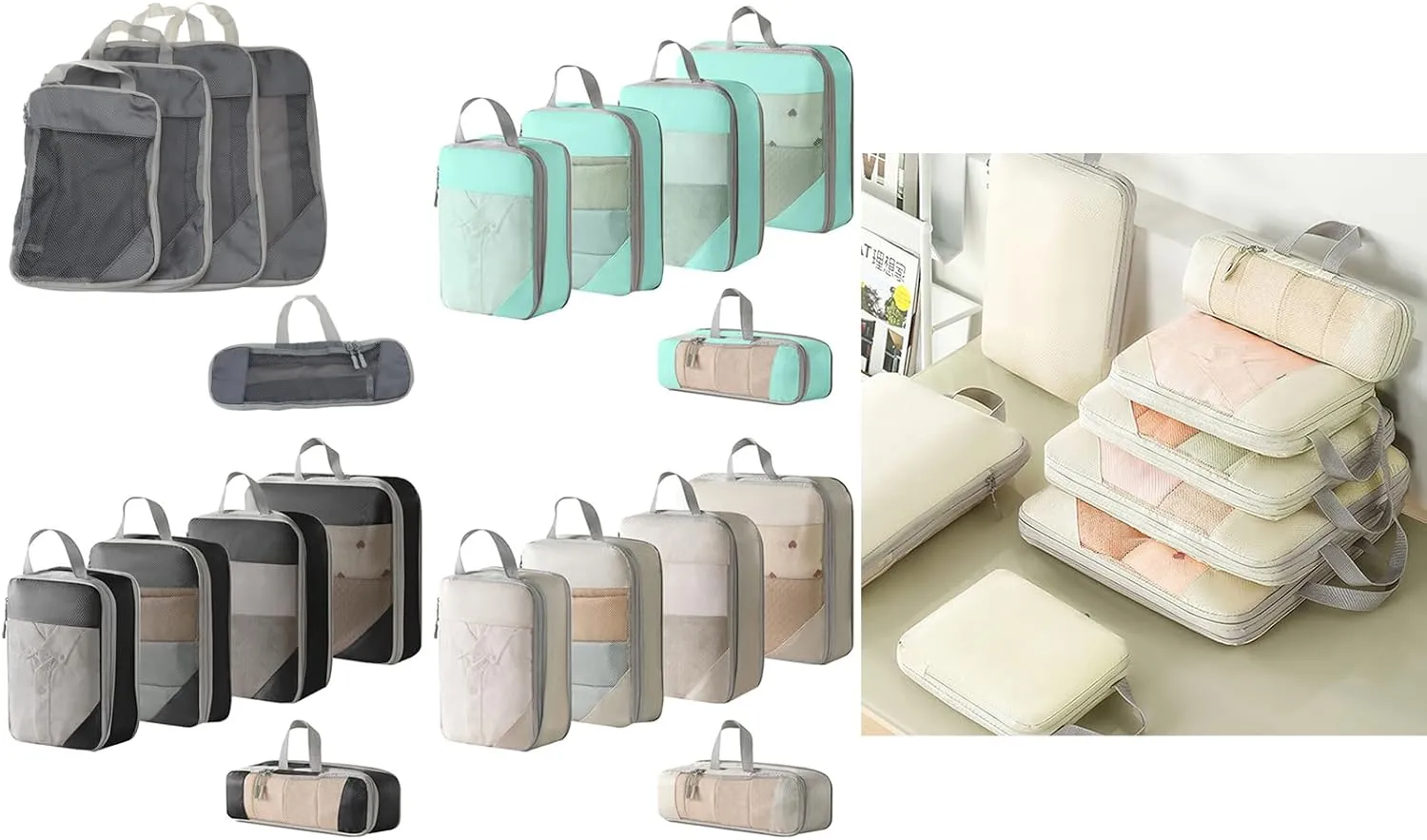 5Pcs/lot Space Saving Compression Packing Cubes Neat And Organized Packing Solution Travel Organiser Bag For Suitcases