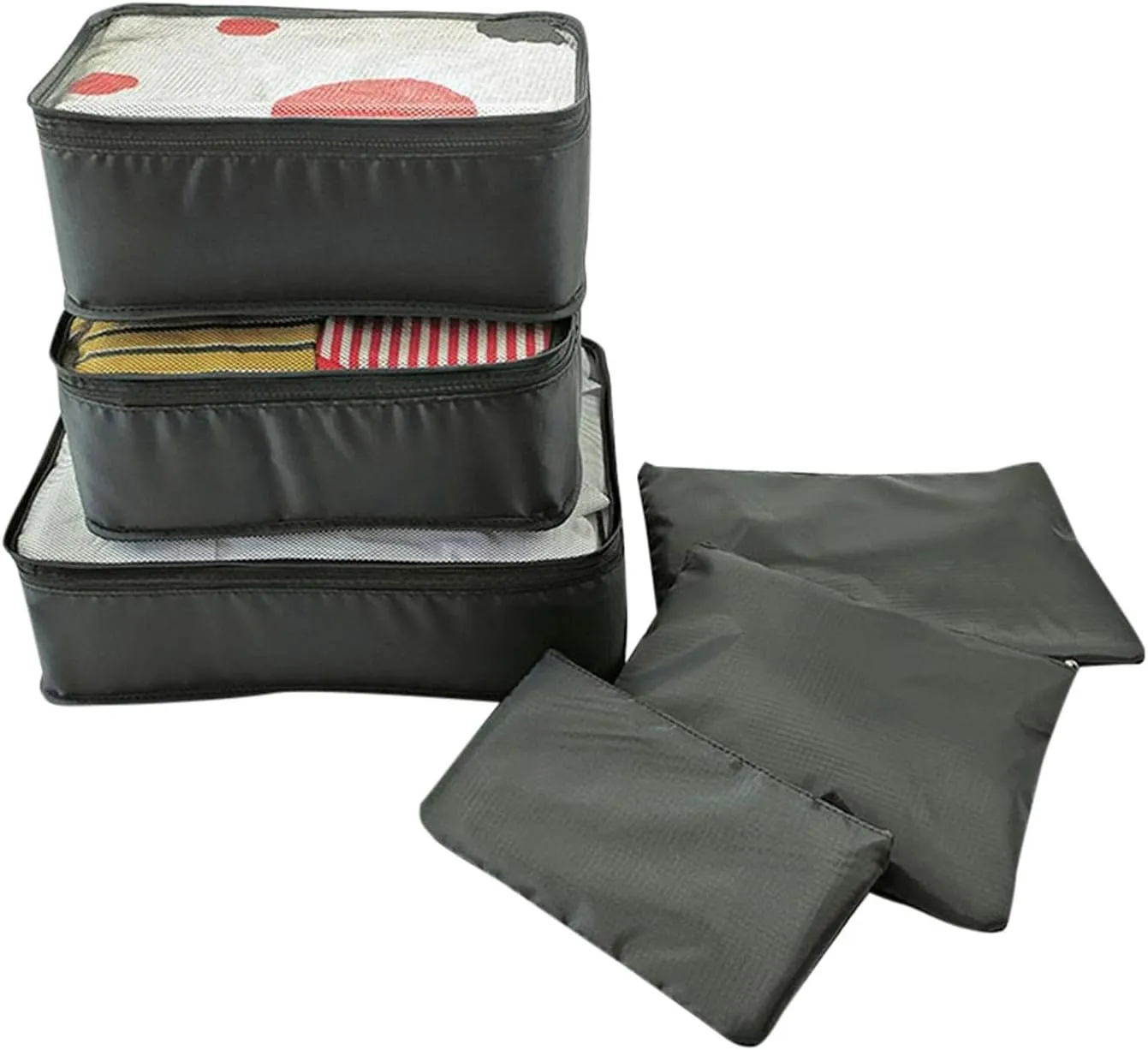 6 Set Packing Cubes for Suitcases,Travel Packing Pouches,Clothing Sorting Packages Luggage Organizers Storage Bags (A)