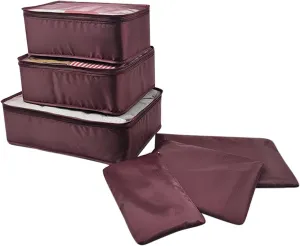 6 Set Packing Cubes for Suitcases,Travel Packing Pouches,Clothing Sorting Packages Luggage Organizers Storage Bags (C)