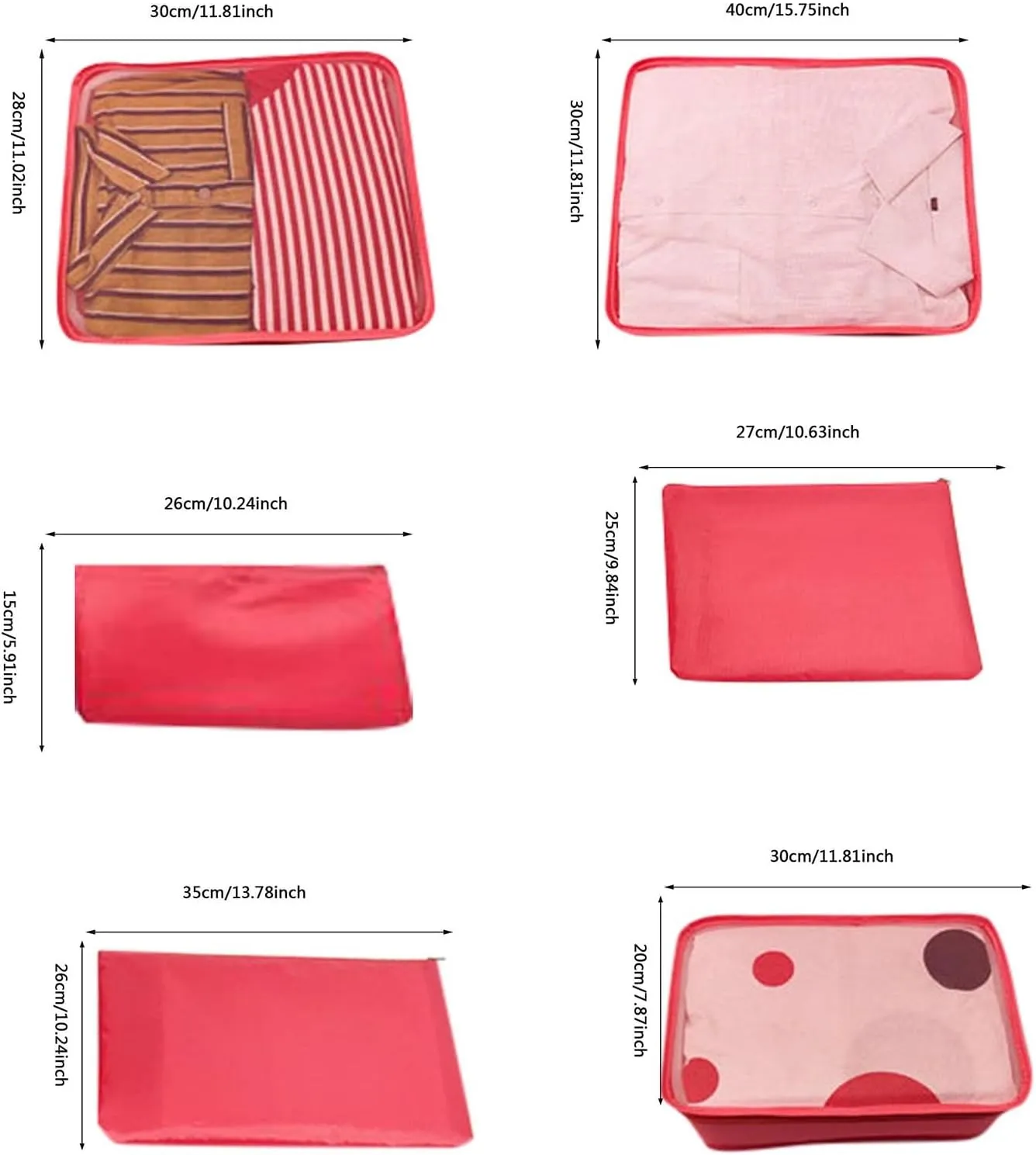 6 Set Packing Cubes for Suitcases,Travel Packing Pouches,Clothing Sorting Packages Luggage Organizers Storage Bags (D)
