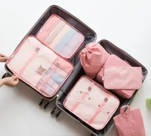 7-Piece Lightweight Packing Cubes Set with Spacious Toiletries Bag,Travel Luggage Packing Organizers (Pink)