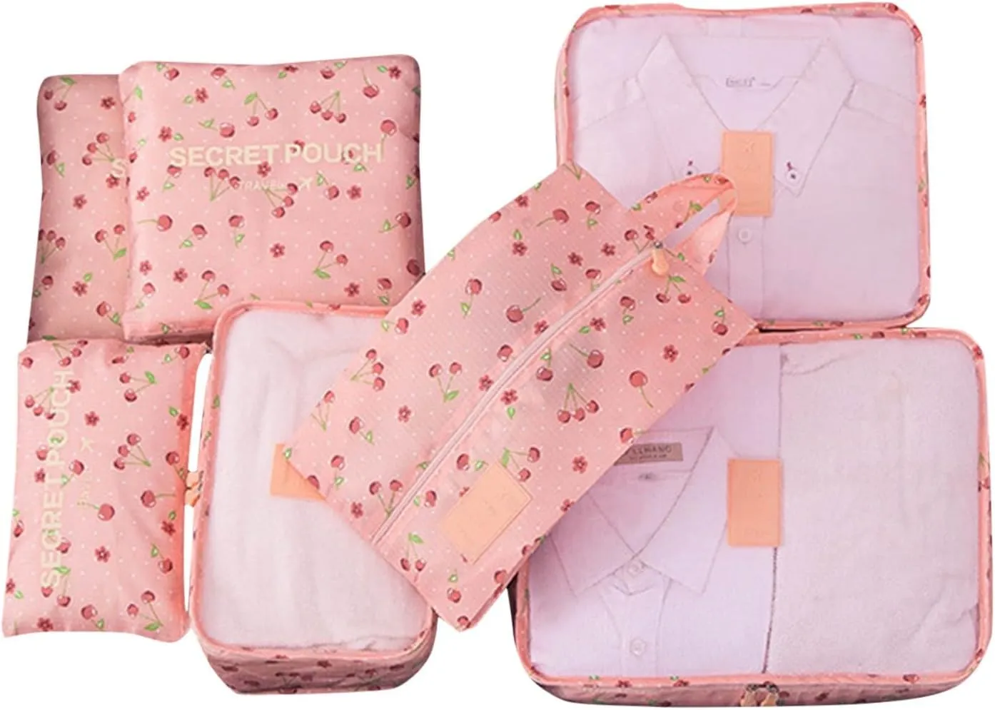 7 Set Packing Cubes for Suitcases, Travel Luggage Packing Organizers with Storage Shoe Bag, Clothing Underwear Bag, for Man & Women (L)