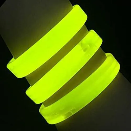 8 Inch Triple Wide Green Glow Bracelets / Wristbands