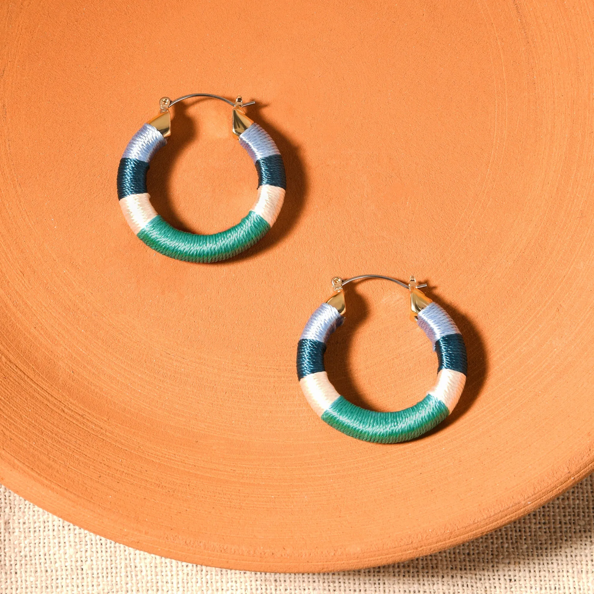 Accessorize London Women's Blue  Chunky Thread Hoop Earrings