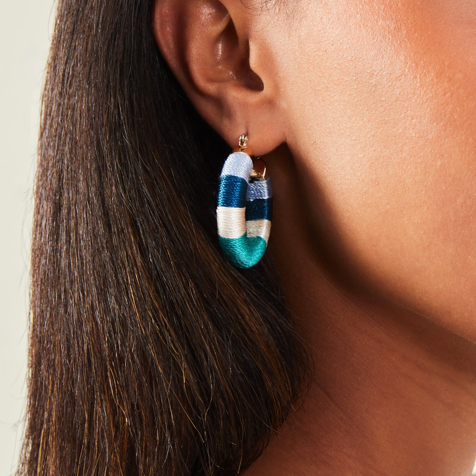 Accessorize London Women's Blue  Chunky Thread Hoop Earrings