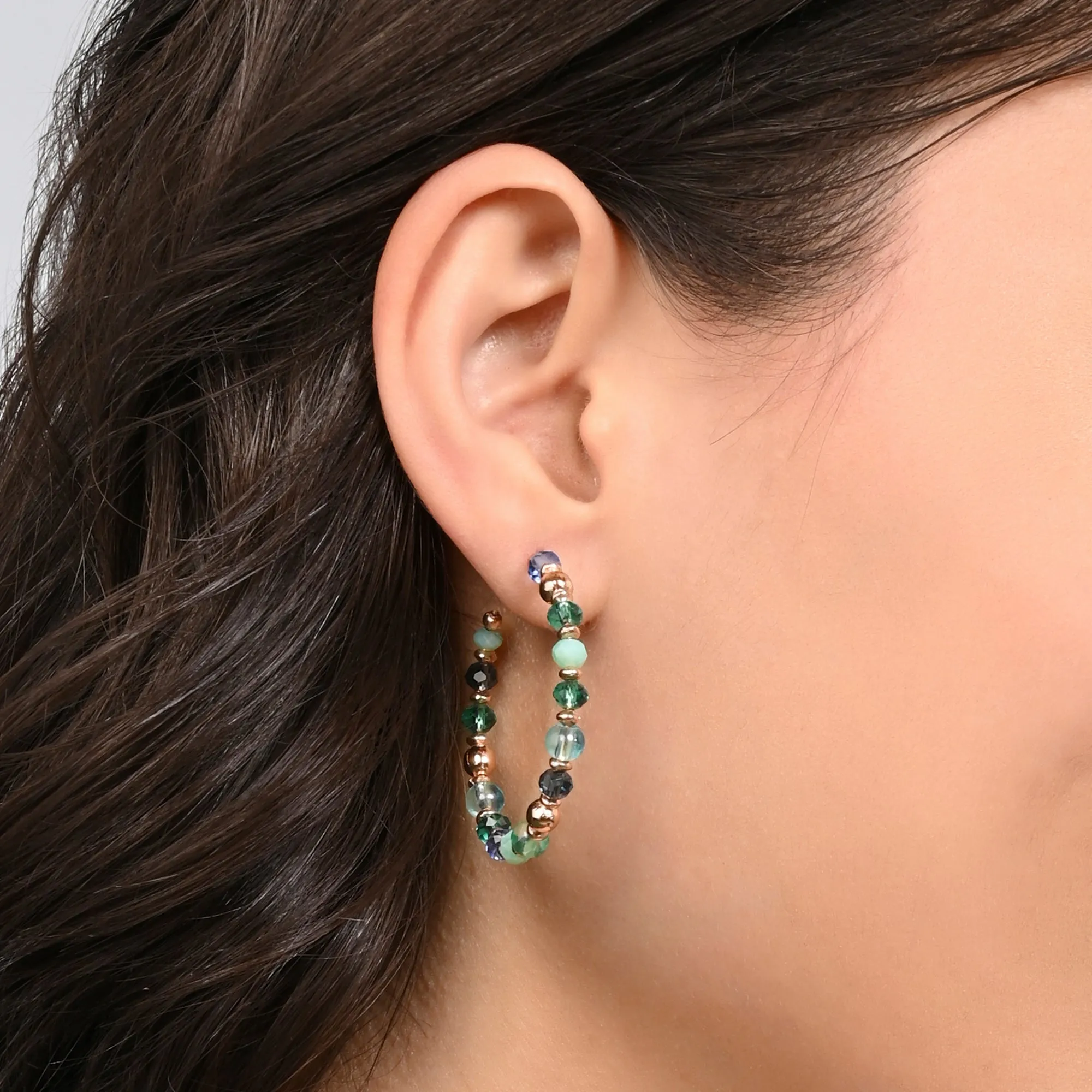Accessorize London Women's Multi Beaded Hoop Earrings