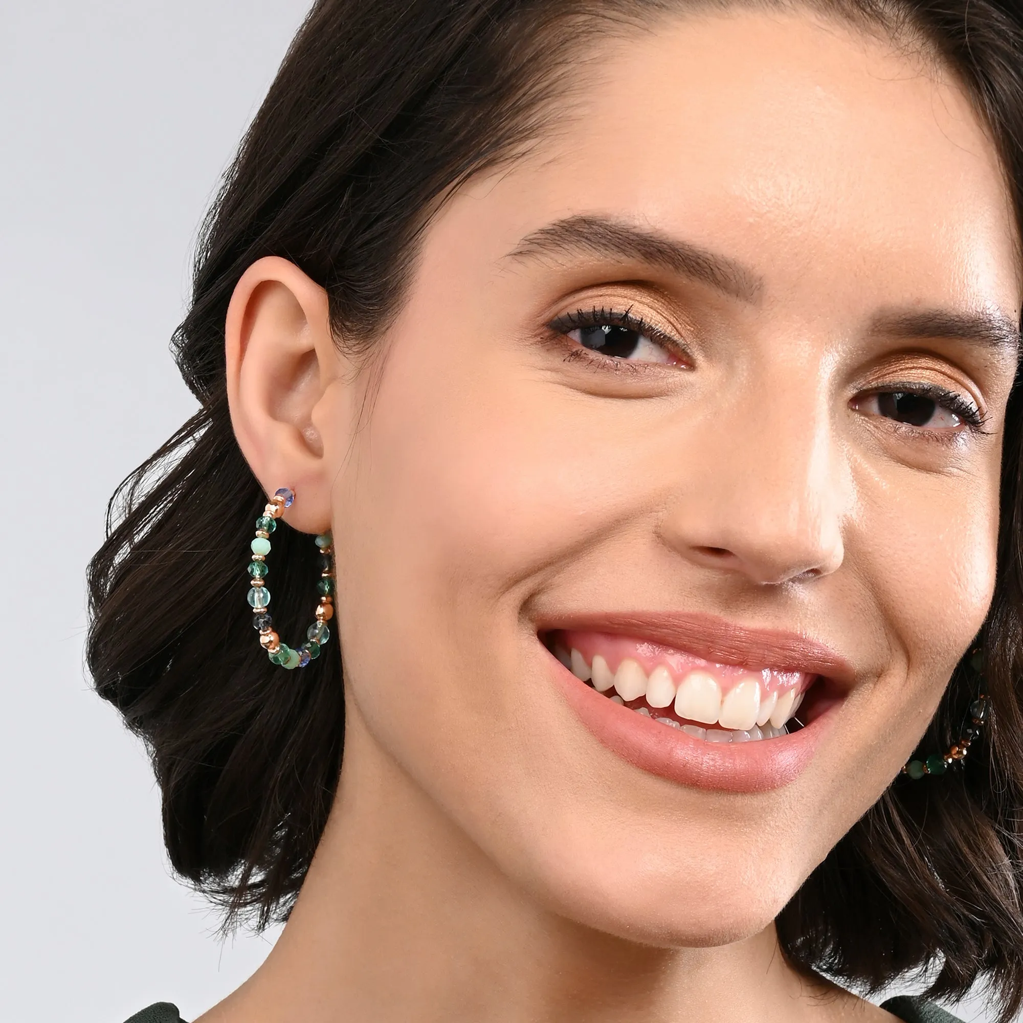 Accessorize London Women's Multi Beaded Hoop Earrings