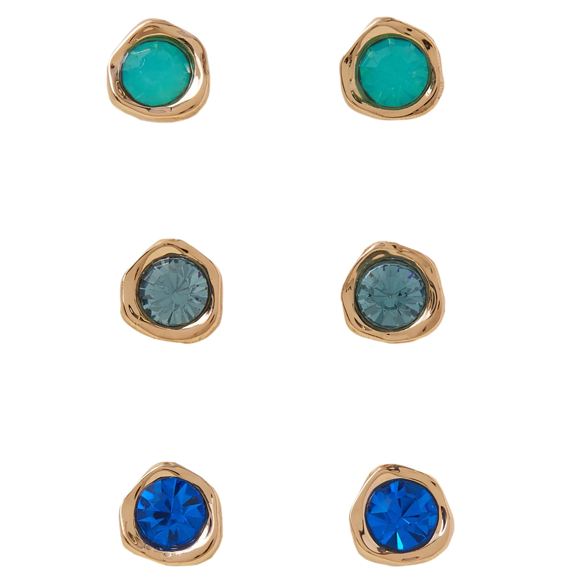 Accessorize London Women's Multi Organic Molten Studs Earrings Pack Of 3