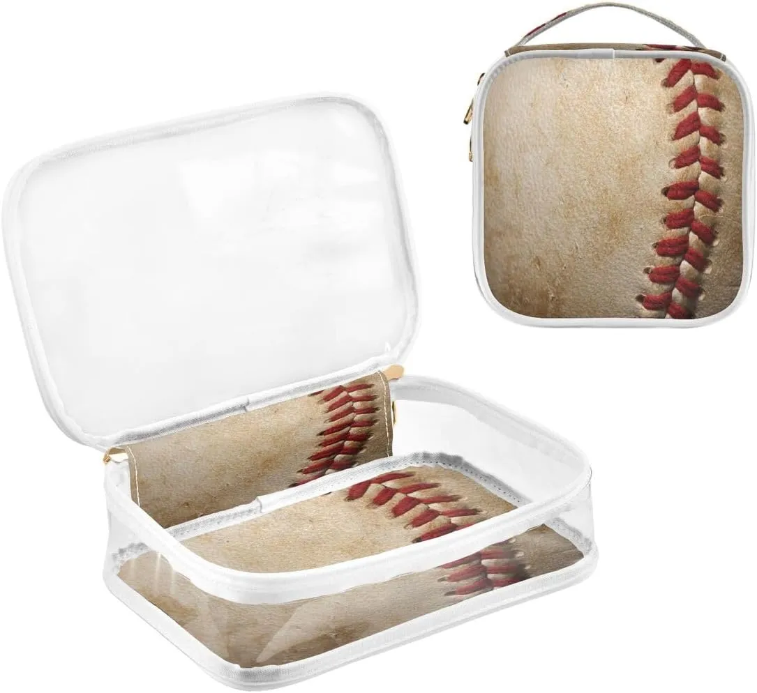 ALAZA Baseball Dirty Sport 2 Pcs Storage Bags Zippered Organizers Cosmetics Travel Case Toiletry Bag Transparent Tote Bags