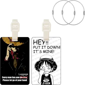 Anime Luggage Tags for Suitcases Funny Travel Luggage Baggage 2PCS Silicone Silly Travel Accessories Labels Belt Strap and 2PCS Stainless Steel String Loop for Bag Backpack Suitcase Plane