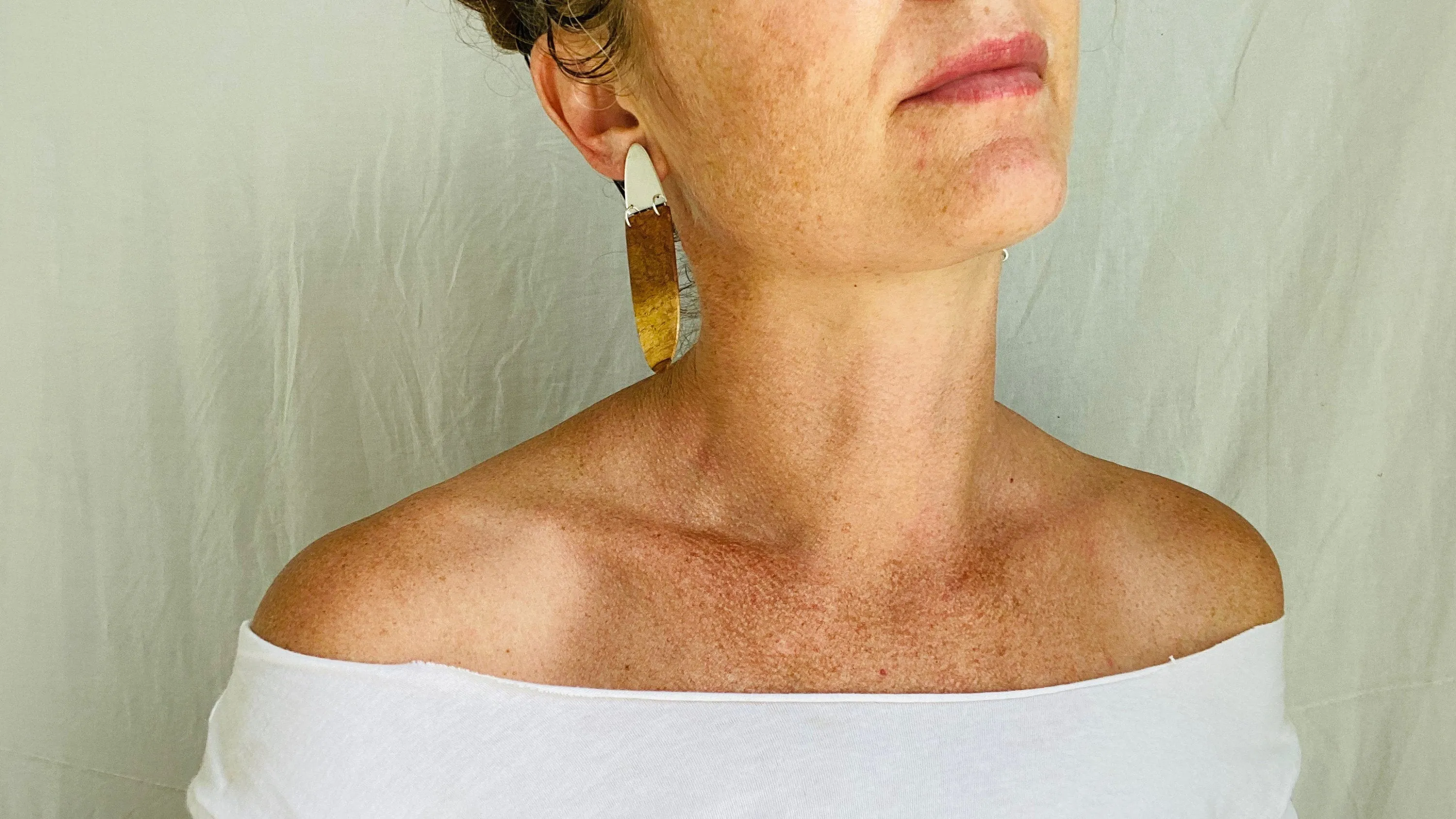 Asymmetrical Mesquite, Silver & Paua Earrings.