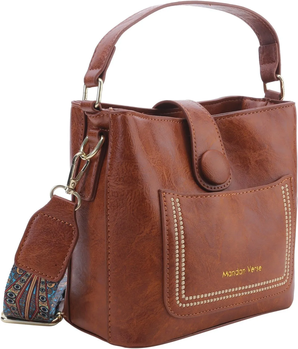Atmneris Ladies Crossbody Purse Stylish Leather Shoulder Bags Vintage Removable Strap Tote Handbag Satchel Bag