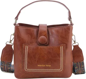 Atmneris Ladies Crossbody Purse Stylish Leather Shoulder Bags Vintage Removable Strap Tote Handbag Satchel Bag