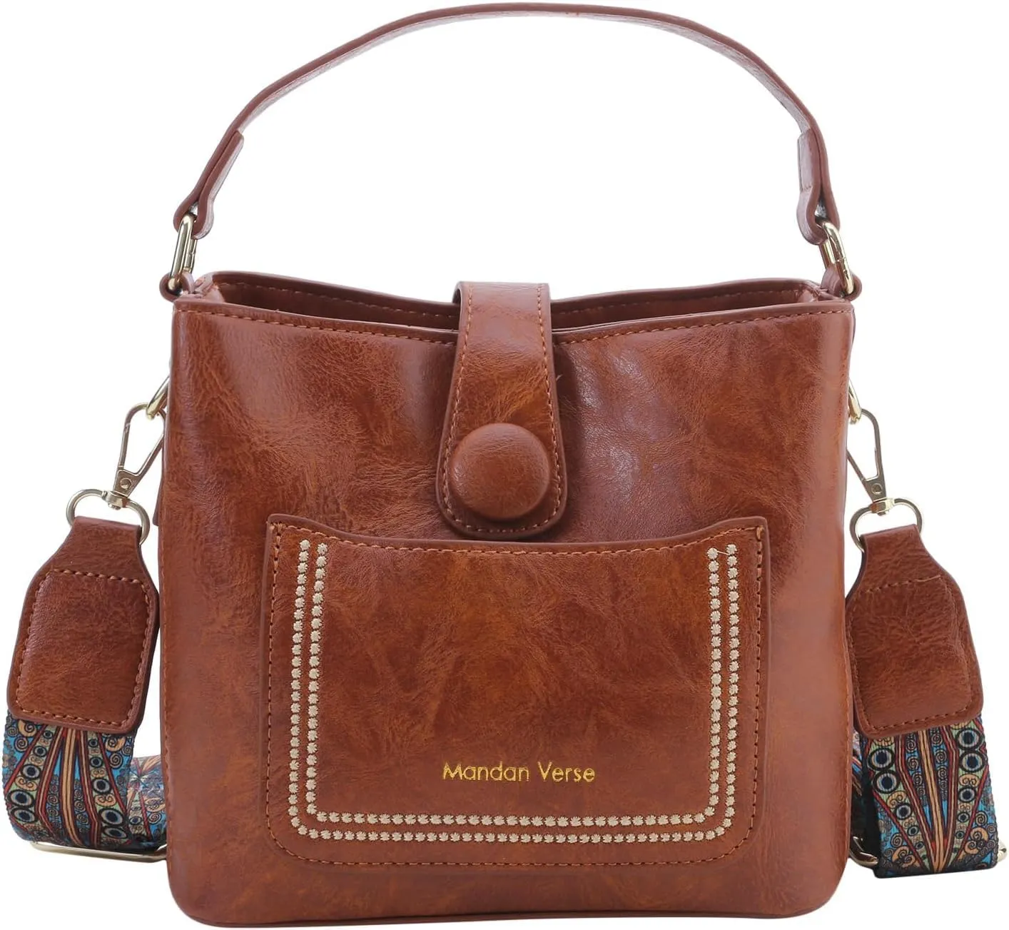 Atmneris Ladies Crossbody Purse Stylish Leather Shoulder Bags Vintage Removable Strap Tote Handbag Satchel Bag