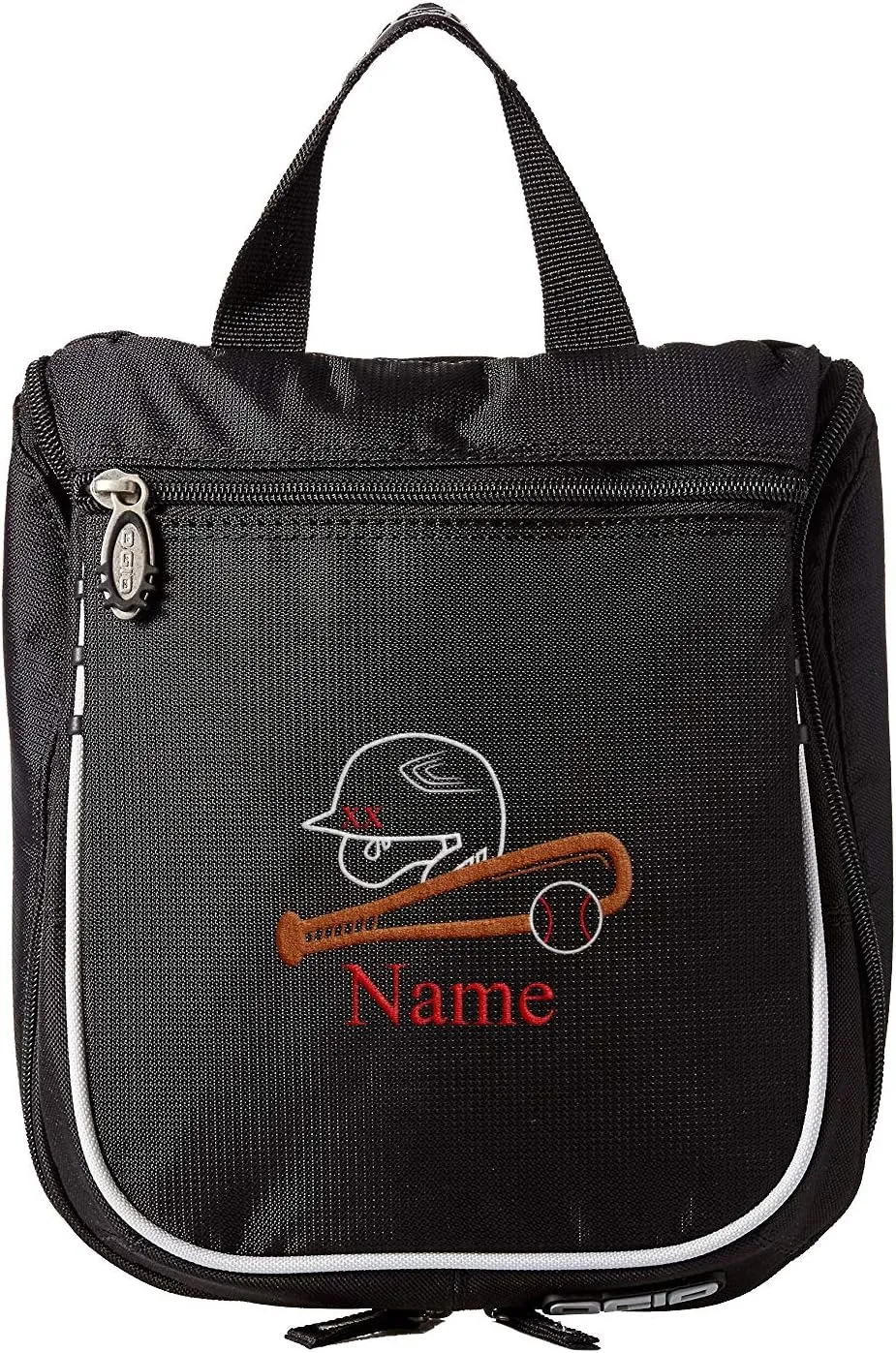 Baseball Toiletry Bag, Personalized Men's Shaving Kit, Hanging Travel Case
