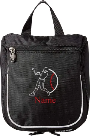 Baseball Toiletry Bag, Personalized Men's Shaving Kit, Hanging Travel Case