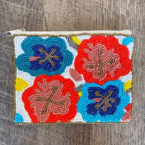 Beaded Floral Coin Pouch