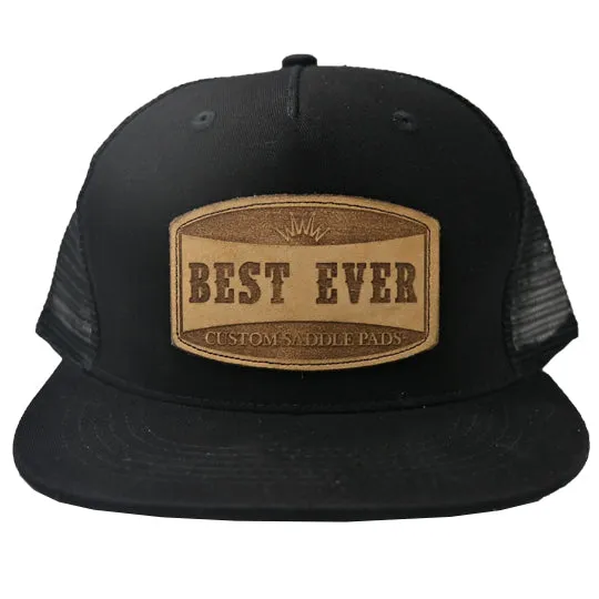Best Ever Cap Flat Brim Leather Logo Patch-Black