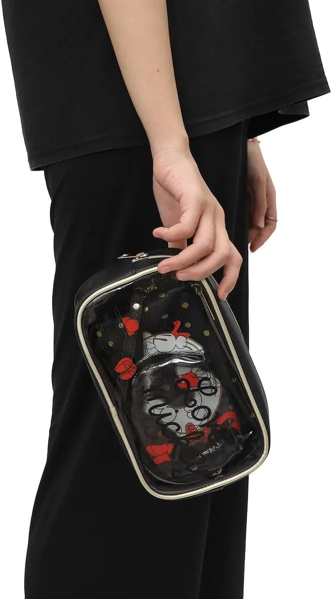 Bioworld Mickey 3-Piece Set Toiletry Bags with Clear PVC Makeup Bag