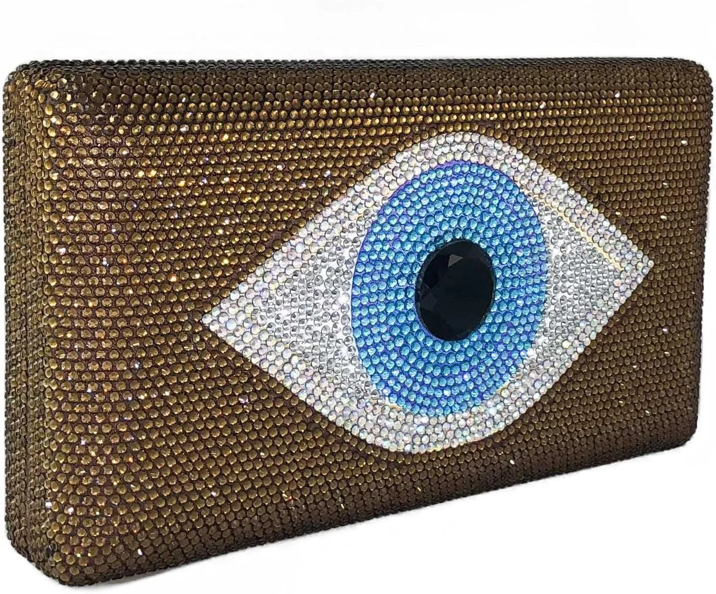 Boutique De FGG Evil Eye Rhinestone Clutch Purses for Women Formal Evening Bags Party Crystal Clutch Bag Prom Handbag,Mini