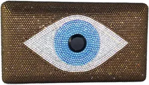 Boutique De FGG Evil Eye Rhinestone Clutch Purses for Women Formal Evening Bags Party Crystal Clutch Bag Prom Handbag,Mini